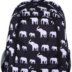 NBN-E-BW-1 Big Backpack Black white elephant Pattern Design