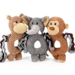 UHeng Pet 10″ Inch Dog Squeak Toys Plush Horse Elephant Monkey Tough Chew Toy (3 Pack)