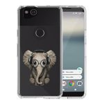 YaoLang Google Pixel 2 Case, Cute Elephant Baby Listen to The Music Wear Glasses Transparent Clear Pixel 2 Case Cover