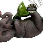 Ebros Kitchen Decor Playful Safari Elephant Wine Bottle Holder Figurine Animal Savanna Oil Wine Valet Storage With Pachyderm Elephant Theme