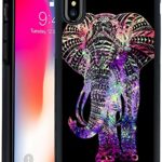 Hipster Elephant Case for iPhone X Customized Design by MERVELLE TPU and PC Black Shock-Proof Protective Case [Anti-Slippery]