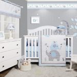 GEENNY OptimaBaby Blue Grey Elephant 6 Piece Baby Nursery Crib Bedding Set