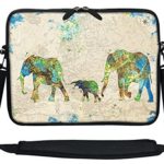 Meffort Inc 11.6 12 Inch Neoprene Laptop Sleeve Bag Carrying Case with Hidden Handle and Adjustable Shoulder Strap – Family of Elephants