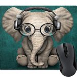 Wknoon Vintage Cute Elephant Baby Wearing Glasses Rectangle Mouse Pad