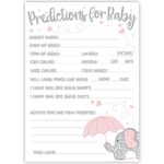 50 Pink Elephant Predictions and Advice Cards – Girl Baby Shower Game