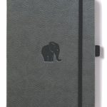 Dingbats Wildlife Medium A5+ (6.3 x 8.5) Hardcover Notebook – PU Leather, Micro-Perforated 100gsm Cream Pages, Inner Pocket, Elastic Closure, Pen Holder, Bookmark (Lined, Gray Elephant)