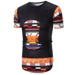 Nikuya Men Summer Casual African Print Level Premium Jersey Tank O Neck Pullover Short Sleeve T-Shirt Top Blouse (L, Black)