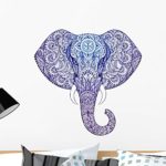 Wallmonkeys Tattoo Elephant with Patterns Wall Decal Peel and Stick Graphic (24 in H x 24 in W) WM79760