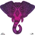 Elephant Purple Henna Indian Mandala – 3″ Vinyl Sticker – For Car Laptop I-Pad Phone Helmet Hard Hat – Waterproof Decal