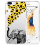 iPhone 8 Plus Case Apple 7 Plus Case TPU Non-Slip High Definition Printing Personalized Elephants and chrysanthemums