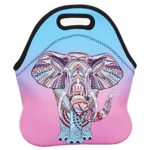 [UPGRADED] Extra Large Insulated Neoprene Lunch Bag Tote Violet Mist Travelling Picnic Handbags Food Container for Women Men Adults Office Work (Elephant 2)