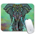 Personalized Rectangle Mouse Pad, Printed Mandala Elephant Pattern, Non-Slip Rubber Comfortable Customized Computer Mouse Pad (9.45×7.87inch)