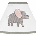 Sweet Jojo Designs Blush Pink, Grey and White Lamp Shade for Watercolor Elephant Safari Collection
