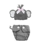Shybuy 2pcs Newborn Baby Elephant Stretchy Knit Photo Baby Hat+Shorts Costume Set Photography Propsography Props (A)