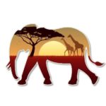 Elephant African Landscape Vinyl Sticker – Car Window Bumper Laptop – SELECT SIZE