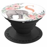 Elephant Flowers Pink Monogram Name Initial Letter S – PopSockets Grip and Stand for Phones and Tablets
