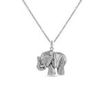 LeCalla Women’s Sterling Silver Jewelry Antique Beautifully Carved Elephant Charm Pendant with Chain