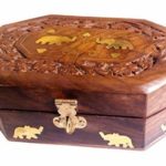 ITOS365 Handmade Wooden Jewellery Box for Women Jewel Organizer Elephant Décor, 7 x 5 Inches