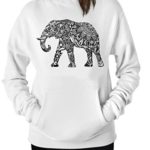 YM Wear Women’s Casual Fashion Graphic Elephant Black Hoodie Hooded Sweater