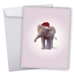Holiday Card ‘Xmas Zoo Babies Elephant’ with Envelope (Letterhead 8.5″ x 11″) – A Big Merry Christmas & Season’s Greetings Card – Animal Stationery #J6726DXSG
