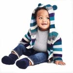 AMSKY Baby Girls Clothes 9-12 Months,Toddler Baby Boys Girls Striped Sweater Hooded Knitted Tops Warm Coat Clothes,Baby Girls’ Boots,Blue,90