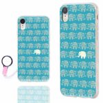 iPhone XR Case Cute,ChiChiC 360 Full Protective Shockproof Thin Slim Flexible Soft TPU Clear Case Cover with Cool Design for iPhone XR 6.1,Cartoon Animal Gold Elephant on Teal Background