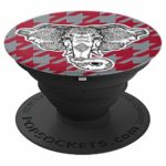 Houndstooth Alabama Crimson and Gray with Elephant – PopSockets Grip and Stand for Phones and Tablets
