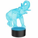 Animals Elephant 3D Illusion Lamp Led Night Light with 7 Colors Flashing & Touch Switch USB Powered Bedroom Desk Lamp for Kids Gifts Home Decoration