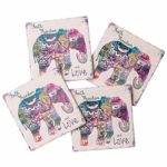 DODEO Coasters for Drinks- 4 Pack of Elephant Absorbent Stone Ceramic Thirsty Coasters with Cork Base-Protect Furniture From Water Marks