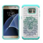 S7 Case, Galaxy S7 Case, UrSpeedtekLive [Shock Absorption] Dual Layer Hybrid Defender Protection Rhinestone Crystal Bling Cover Case for Samsung Galaxy S7 (Not for S7 EDGE,S7 ACTIVE) – Green Elephant