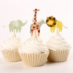 iMagitek 48 Pack Zoo Animal Themed Cake Toppers Zebra Lion Elephant Giraffe Cupcake Picks for Zoo Themed Birthday Party and Baby Shower