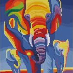 Egyptian cotton thread Strands Counted Cross Stitch Kits ,Elephants in Rainbow 14ct 3847cm, 150200 Aida Cross Stitch Kit
