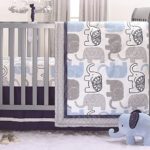 Little Peanut Navy Blue and Grey Elephants 3 Piece Baby Crib Bedding Set