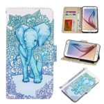 S6 Case, UrSpeedtekLive Galaxy S6 Wallet Case, Premium PU Leather Wristlet Flip Case Cover w/Card Slots & Stand Compatible Samsung Galaxy S6,Elephant(Official Micklyn Le Feuvre Product)