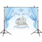 Allenjoy 5x3ft Blue Elephant Baby Shower Party Backdrop Newborn Baby Birthday Party Crown Circus Drapes Welcome Decorations Photography Background Photo Banner