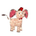 ProductWorks 30″ T X 34″ W TINSEL ELEPHANT HOLDING ORNAMENT CHRISTMAS DECORATION