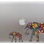 Colorful Flower Elephant – 5 Inch – Apple Macbook Laptop Decal / Sticker with Free 3 inch Colorful Flower Elephant Sticker / Decal