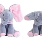 OMGOD Plush Toy peek-a-Boo Elephant, Hide-and-Seek Game Baby Animated Plush Elephant Doll Present – Pink