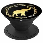 gold Elephant Pop Socket black and golden Geometric design – PopSockets Grip and Stand for Phones and Tablets