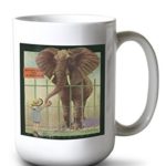 Lantern Press Nature Magazine – Little Girl Feeding Elephant; Do Not Feed Animals Sign (15oz White Ceramic Mug)