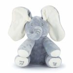 JamBea Peek-a-Boo Elephant Plush Toy- Animated Hide and Seek Game, Music, Singing Stuffed Animal, Doll for Education for Both a boy and Girl and Baby, White, 14”