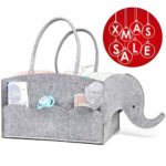 AMOVEE Baby Diaper Caddy | Baby Shower Gift | Nursery Organizer Basket | Car Travel Storage Tote Bag for Essentials | Extra Large | Sturdy Felt | Elephant