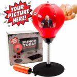 Desktop Punching Bag with Photo Insert – Stress Relieving Boxing Ball with Picture Holder Target and Strong Desk Suction Cup – Perfect Office Gag Gift, White Elephant or Secret Santa