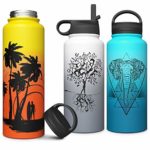Stainless Steel Vacuum Insulated Wide Mouth Water Bottle with Straw & Screw Lids | Tripple Walled Non Sweat Leak Proof Lightweight Sport Design 32oz / 40oz Thermos