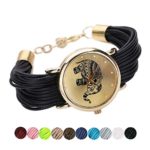 Womens Elephant Watches,COOKI Unique Analog Fashion Lady Watches Female watches on Sale Casual Wrist Watches for Women,Round Dial Case Comfortable Faux Leather Watch-H35