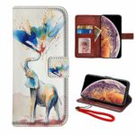 Galdas iPhone Xs Max Case Colorful Elephant iPhone Xs Max Wallet Case for Women Man with Magnetic Protective Cover Pu Leather Flip Case with Card Slots Stand and Wrist Strap