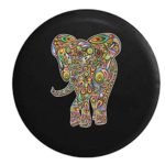 African Elephant Psycodelic Hippie Good Luck Jeep RV Spare Tire Cover Black 29 in