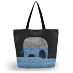 Newplenty Ladies Zippered Light Shoulder Shopping Tote Bag Handbag Beach Satchel (Elephant)