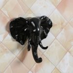 Hot Sale!DEESEE(TM)Lovely Elephant Head Self Adhesive Wall Door Hook Hanger Bag Keys Sticky Holder (Black)
