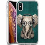 Slim Clear DJ Elephant Case for iPhone Xs Max Customized Design Soft TPU and Rubber Flexible Durable Shockproof iPhone Xs Max Protective Case-Anti-Slippery